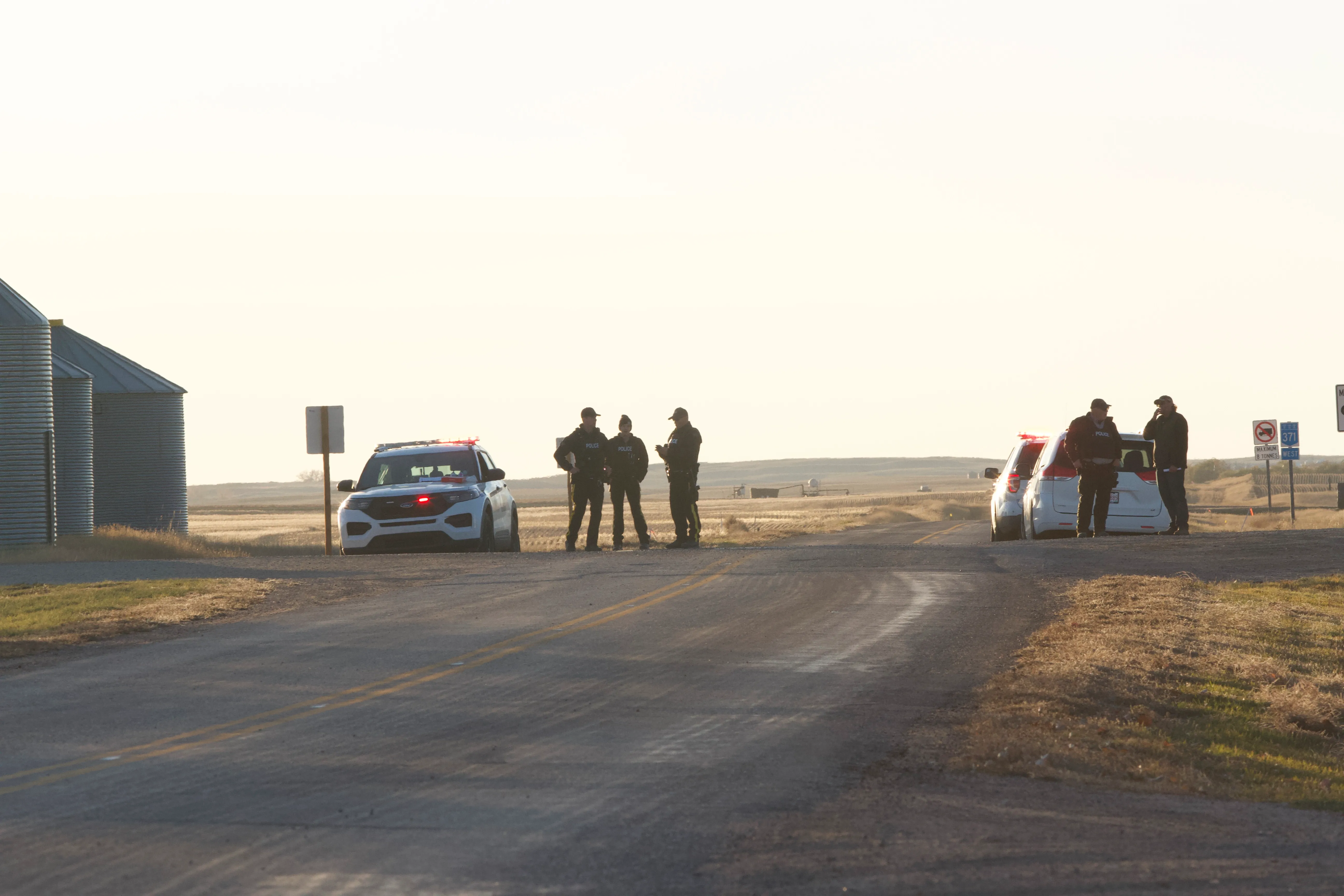 Police blockade on a Saskatchewan prairie road